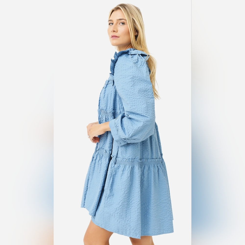 SEA New York Sevyn Solid Seersucker Button Down Dress Size Medium - Picture 10 of 11